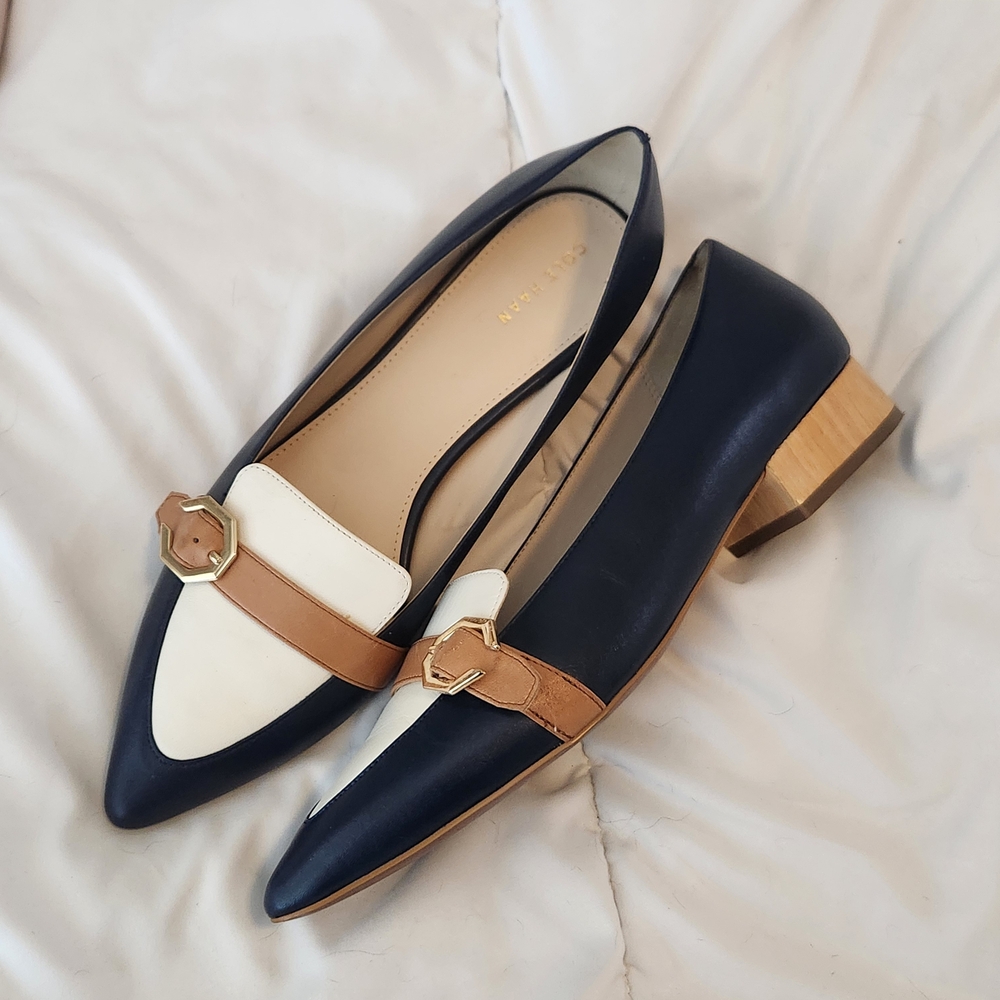 EUC Cole Haan Blue and White Loafer Flats